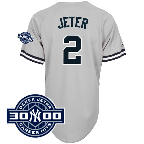Brand New York Yankees 2 Derek Jeter Gray Cool Base MLB Jerseys With 3000 Hits Patch